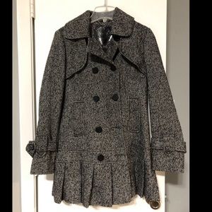 Guess Double-Breasted Skirted Wool Coat